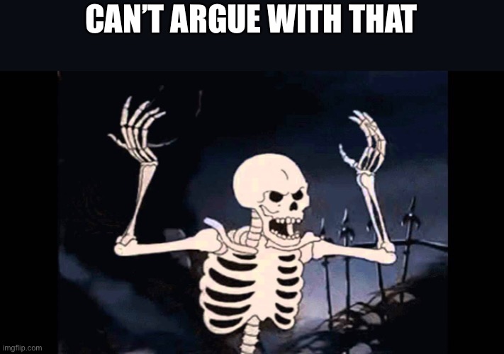 Spooky Skeleton | CAN’T ARGUE WITH THAT | image tagged in spooky skeleton | made w/ Imgflip meme maker