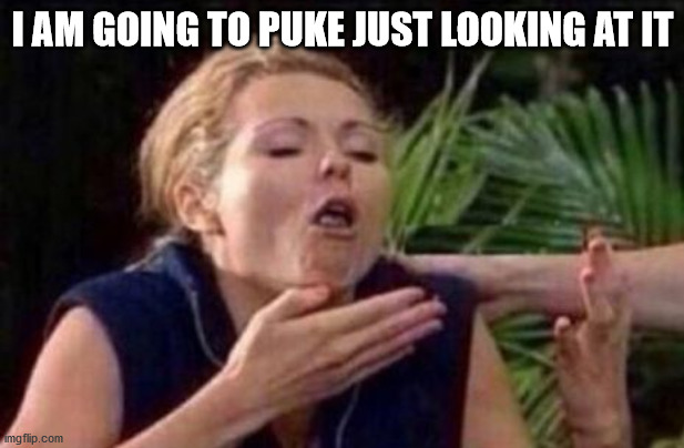 About to Puke | I AM GOING TO PUKE JUST LOOKING AT IT | image tagged in about to puke | made w/ Imgflip meme maker