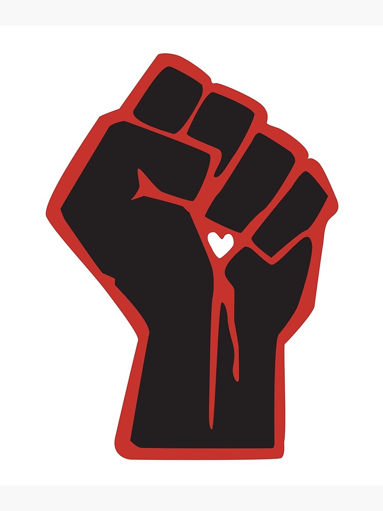 High Quality Black power fist red with heart Blank Meme Template