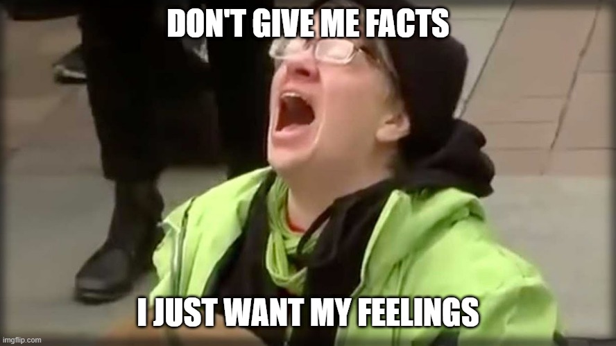Trump SJW No | DON'T GIVE ME FACTS I JUST WANT MY FEELINGS | image tagged in trump sjw no | made w/ Imgflip meme maker