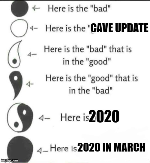 daily buttered meme 2 | CAVE UPDATE; 2020; 2020 IN MARCH | image tagged in here is the good | made w/ Imgflip meme maker