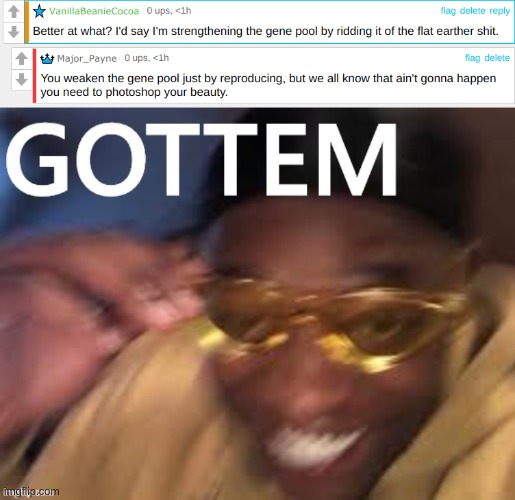 image tagged in black guy golden glasses gottem with text | made w/ Imgflip meme maker