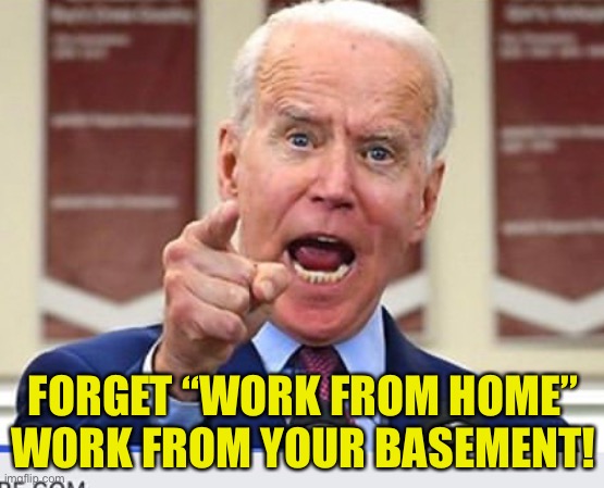 Joe Biden no malarkey | FORGET “WORK FROM HOME”
WORK FROM YOUR BASEMENT! | image tagged in joe biden no malarkey | made w/ Imgflip meme maker