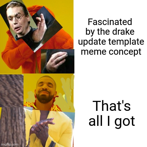 So bad it's good? | Fascinated by the drake
 update template
 meme concept; That's all I got | image tagged in memes,drake hotline bling | made w/ Imgflip meme maker