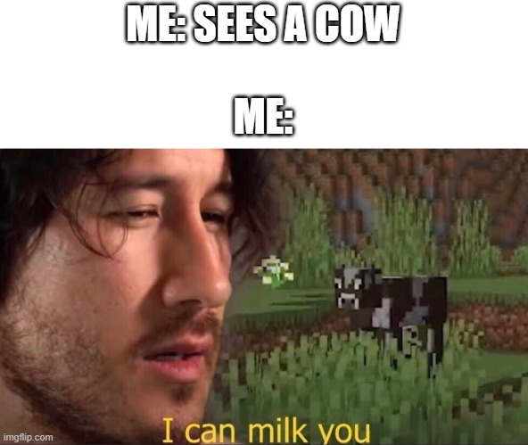 I can milk you (template) | ME: SEES A COW
 
ME: | image tagged in i can milk you template | made w/ Imgflip meme maker
