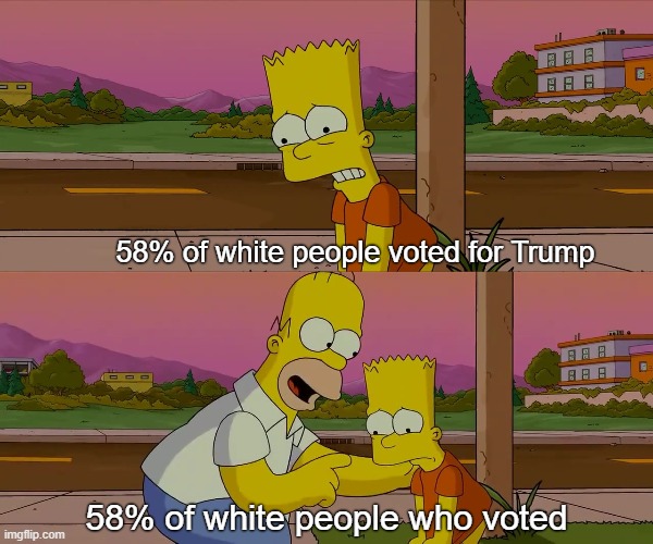White people | 58% of white people voted for Trump; 58% of white people who voted | image tagged in worst day of my life,white people,trump,trump supporters,2016 election | made w/ Imgflip meme maker