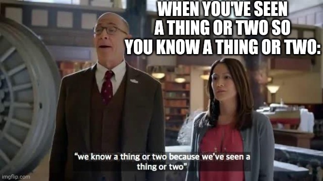 Yes | WHEN YOU'VE SEEN A THING OR TWO SO YOU KNOW A THING OR TWO: | image tagged in we know a thing or two because we've seen a thing or two | made w/ Imgflip meme maker
