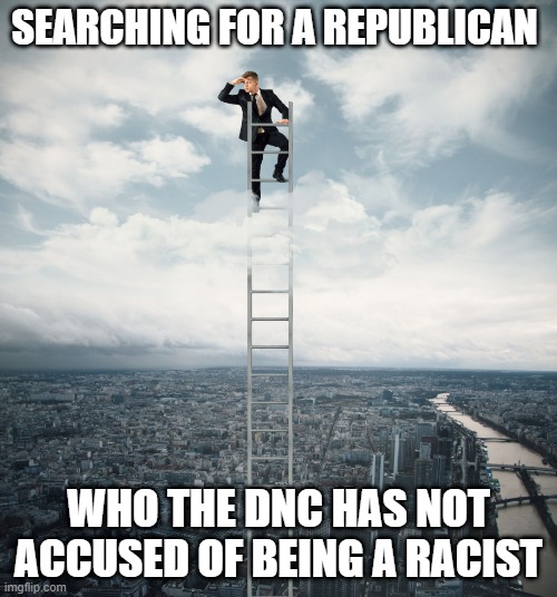 searching |  SEARCHING FOR A REPUBLICAN; WHO THE DNC HAS NOT ACCUSED OF BEING A RACIST | image tagged in searching | made w/ Imgflip meme maker