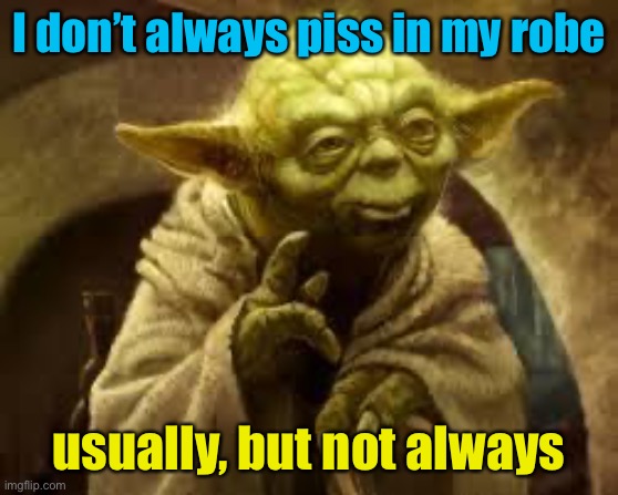 yoda | I don’t always piss in my robe usually, but not always | image tagged in yoda | made w/ Imgflip meme maker