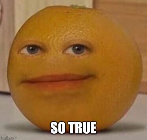 annoy orange | SO TRUE | image tagged in annoy orange | made w/ Imgflip meme maker