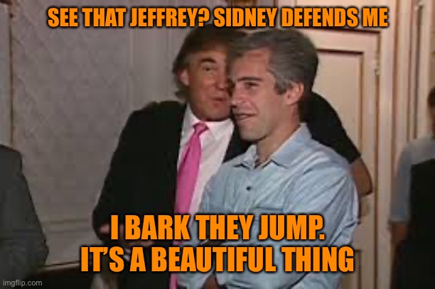 SEE THAT JEFFREY? SIDNEY DEFENDS ME I BARK THEY JUMP. IT’S A BEAUTIFUL THING | made w/ Imgflip meme maker