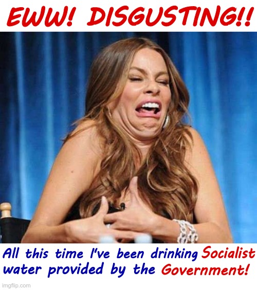 HOW COULD WE LET THIS HAPPEN?? *CITY* WATER?? SOCIALISM!! | EWW! DISGUSTING!! Socialist; All this time I've been drinking; Government! water provided by the | image tagged in communism socialism,water,'merica,maga,rick75230 | made w/ Imgflip meme maker