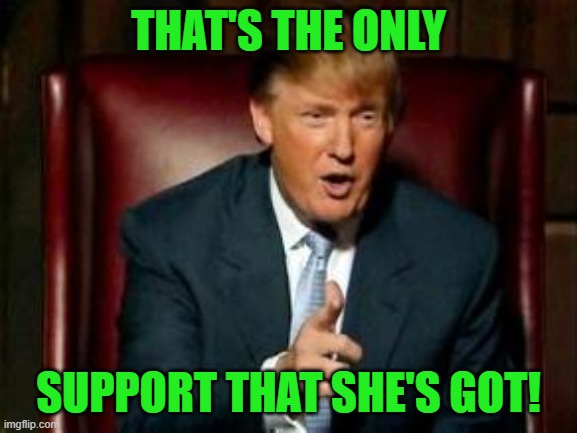 Donald Trump | THAT'S THE ONLY SUPPORT THAT SHE'S GOT! | image tagged in donald trump | made w/ Imgflip meme maker