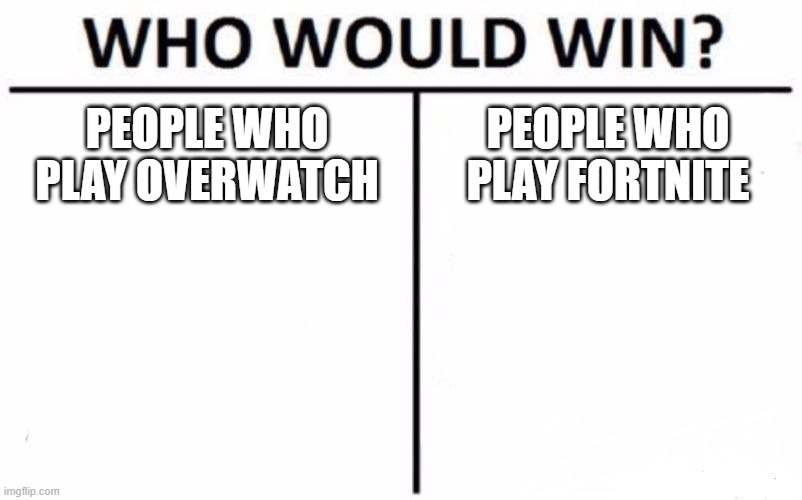 Gaming Who Would Win Memes Gifs Imgflip - who would win overwatch and fortnite or roblox and