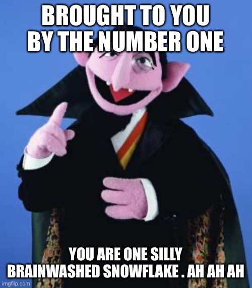 The Count | BROUGHT TO YOU BY THE NUMBER ONE; YOU ARE ONE SILLY BRAINWASHED SNOWFLAKE . AH AH AH | image tagged in the count | made w/ Imgflip meme maker