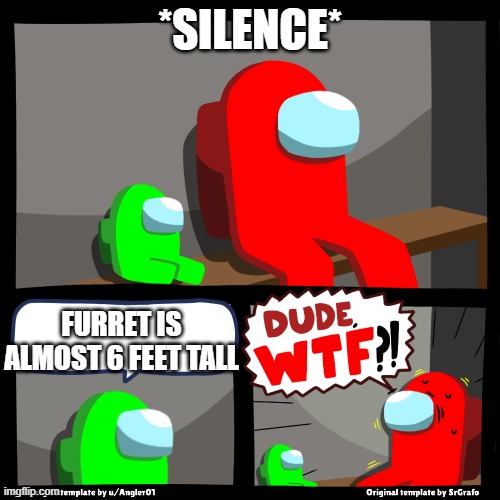 true facts |  *SILENCE*; FURRET IS ALMOST 6 FEET TALL | image tagged in among us wtf | made w/ Imgflip meme maker