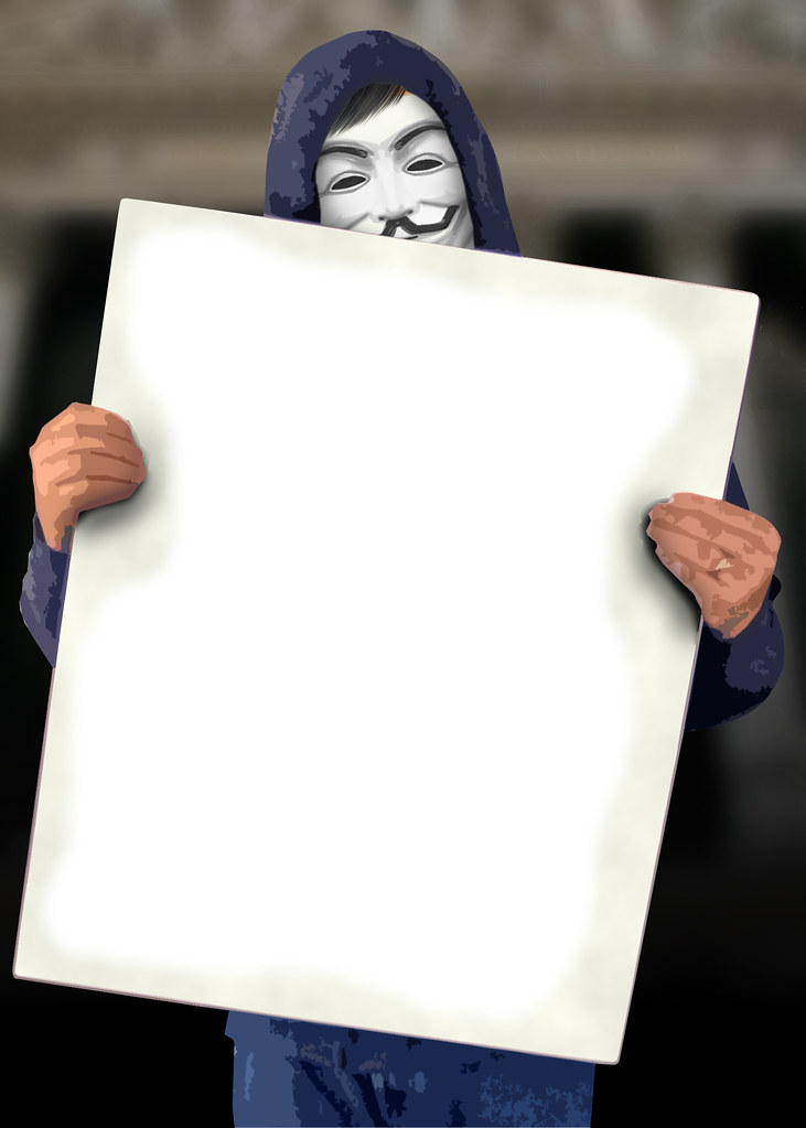anonymous holding blank sign Blank Meme Template