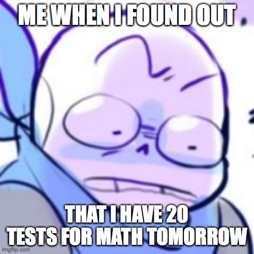 WHY DO YOU DO THIS TO ME, MATH!?!?!? | ME WHEN I FOUND OUT; THAT I HAVE 20 TESTS FOR MATH TOMORROW | image tagged in underswap | made w/ Imgflip meme maker