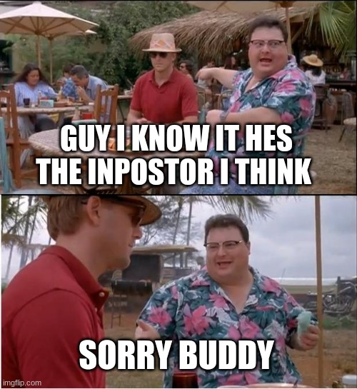 time for among us | GUY I KNOW IT HES THE INPOSTOR I THINK; SORRY BUDDY | image tagged in memes,see nobody cares | made w/ Imgflip meme maker