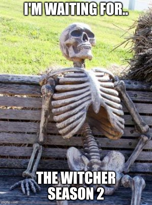 Waiting Skeleton | I'M WAITING FOR.. THE WITCHER SEASON 2 | image tagged in memes,waiting skeleton | made w/ Imgflip meme maker