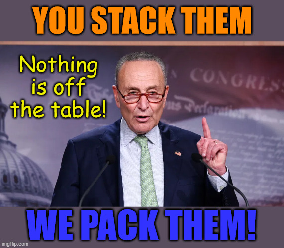 Just trying to maintain some semblance of balance and representative democracy here. | YOU STACK THEM; Nothing is off the table! WE PACK THEM! | image tagged in memes,politics | made w/ Imgflip meme maker