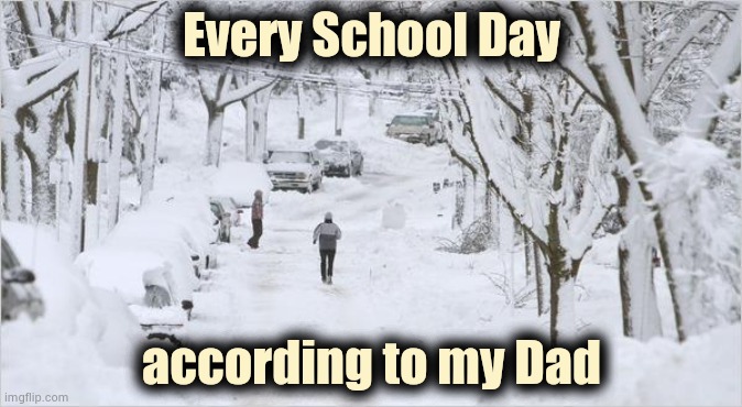 Growing up in Buffalo is rough | Every School Day; according to my Dad | image tagged in blizzard,back in my day,how tough are you,old school | made w/ Imgflip meme maker