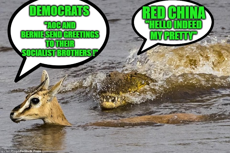 its joe time | RED CHINA; DEMOCRATS; "AOC AND BERNIE SEND GREETINGS TO THEIR SOCIALIST BROTHERS !"; "HELLO INDEED MY PRETTY" | image tagged in democrats,communism,red china,joe biden,2020 elections | made w/ Imgflip meme maker