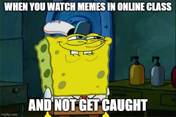 Don't You Squidward | WHEN YOU WATCH MEMES IN ONLINE CLASS; AND NOT GET CAUGHT | image tagged in memes,don't you squidward | made w/ Imgflip meme maker