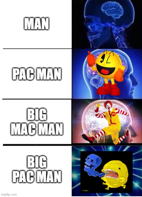 Big Mac Pac Man | image tagged in big mac,pac man,video games,mcdonalds,funny,expanding brain | made w/ Imgflip meme maker