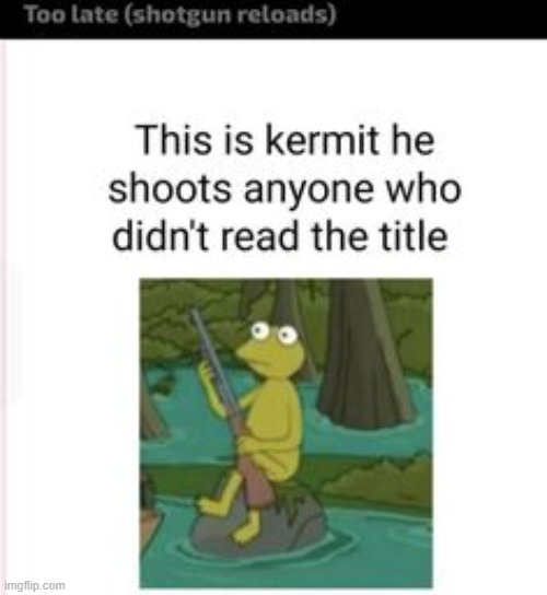 Umm...I hope you read the title | image tagged in memes,kermit the frog,shotgun,nope | made w/ Imgflip meme maker