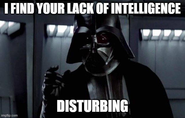 people do questionable things. | I FIND YOUR LACK OF INTELLIGENCE; DISTURBING | image tagged in darth vader | made w/ Imgflip meme maker
