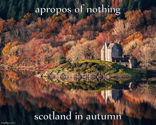 Reflection perfection and #autumnal colours at #DunderaveCastle, built in 1598 as the seat of the #MacNaughtonClan. | apropos of nothing; scotland in autumn | image tagged in majestic castle,scotland,autumn leaves | made w/ Imgflip meme maker