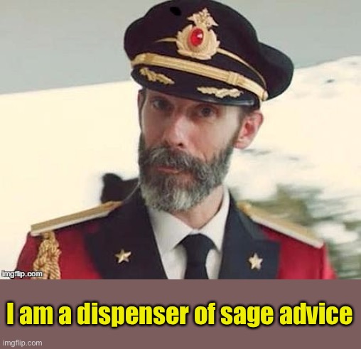I got a million of ‘em. | I am a dispenser of sage advice | image tagged in captain obvious,advice,memes,funny | made w/ Imgflip meme maker