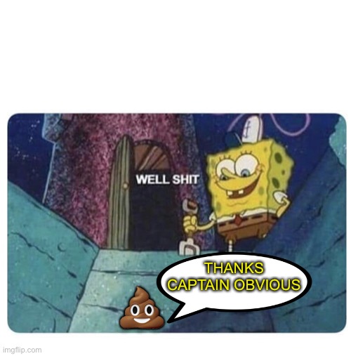 You can’t fool Spongebob. | THANKS CAPTAIN OBVIOUS; 💩 | image tagged in well shit spongebob edition,poop emoji,memes,funny | made w/ Imgflip meme maker