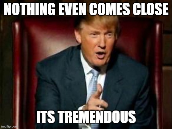 Donald Trump | NOTHING EVEN COMES CLOSE ITS TREMENDOUS | image tagged in donald trump | made w/ Imgflip meme maker
