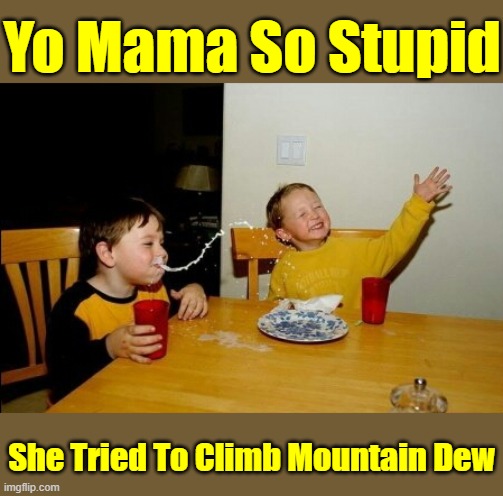 OOPS ¯\_( ͡❛ ͜ʖ ͡❛)_/¯ | Yo Mama So Stupid; She Tried To Climb Mountain Dew | image tagged in memes,yo mamas so fat | made w/ Imgflip meme maker