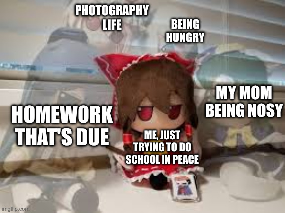 Can I please do school in peace? | PHOTOGRAPHY LIFE; BEING HUNGRY; MY MOM BEING NOSY; HOMEWORK THAT'S DUE; ME, JUST TRYING TO DO SCHOOL IN PEACE | image tagged in ghosts | made w/ Imgflip meme maker