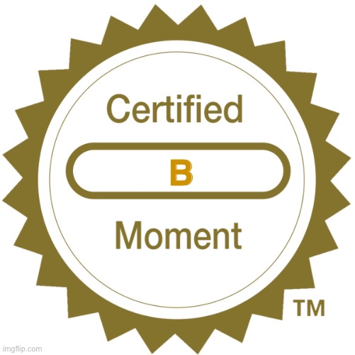 Certified Moment | B | image tagged in certified moment | made w/ Imgflip meme maker