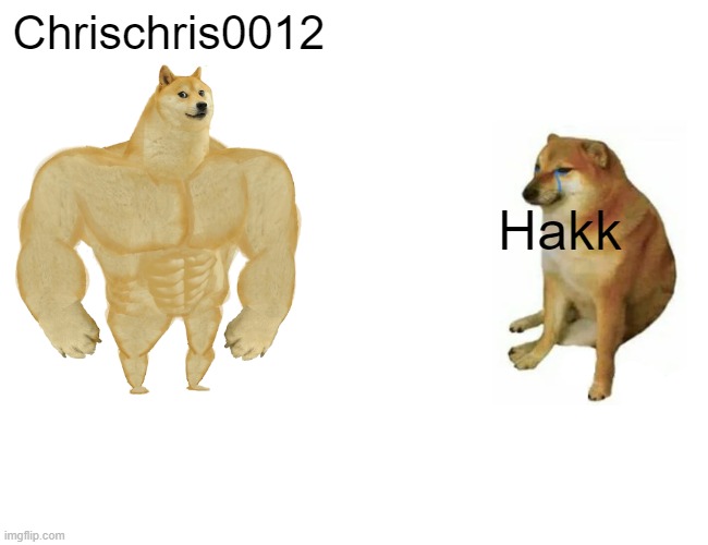 Buff Doge vs. Cheems Meme | Chrischris0012; Hakk | image tagged in memes,buff doge vs cheems | made w/ Imgflip meme maker