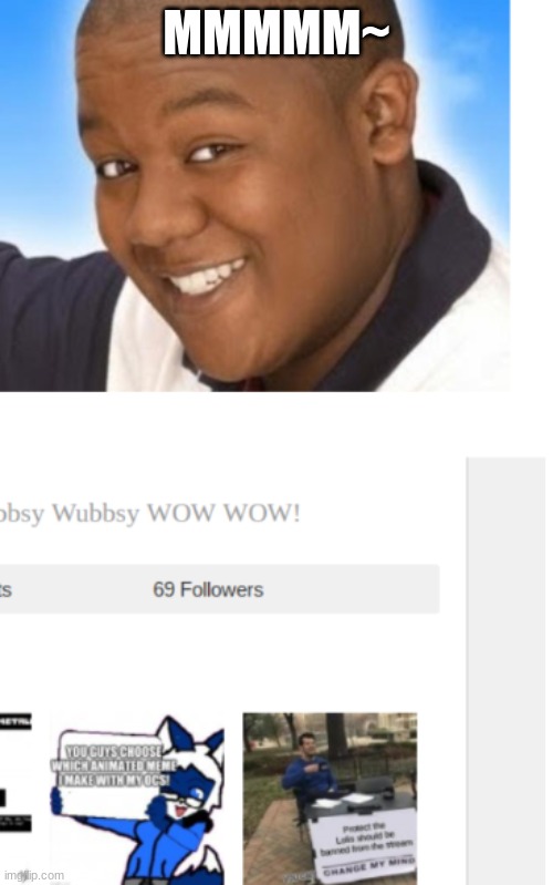 I got 69 followers. Also, Red kinda sus | MMMMM~ | made w/ Imgflip meme maker