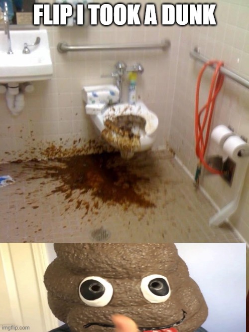 poop eater | FLIP I TOOK A DUNK | image tagged in girls poop too | made w/ Imgflip meme maker