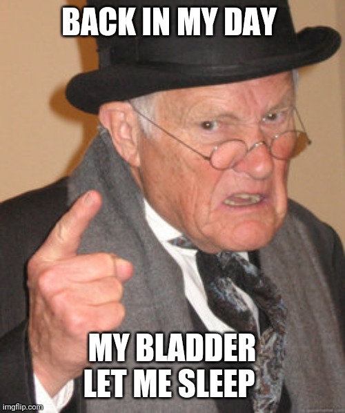 Back In My Day | BACK IN MY DAY; MY BLADDER LET ME SLEEP | image tagged in memes,back in my day | made w/ Imgflip meme maker