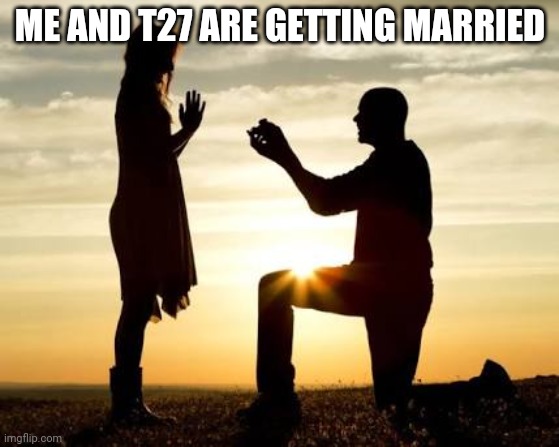 Proposal  | ME AND T27 ARE GETTING MARRIED | image tagged in proposal | made w/ Imgflip meme maker