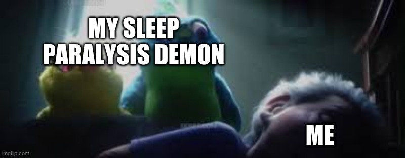 oh carp | MY SLEEP PARALYSIS DEMON; ME | image tagged in sleeping | made w/ Imgflip meme maker