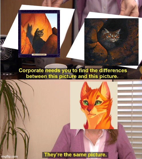 A Warrior Cats 1st series meme | image tagged in memes,they're the same picture,warrior cats,warriors,firestar | made w/ Imgflip meme maker