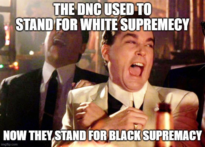 Good Fellas Hilarious | THE DNC USED TO STAND FOR WHITE SUPREMECY; NOW THEY STAND FOR BLACK SUPREMACY | image tagged in memes,good fellas hilarious | made w/ Imgflip meme maker