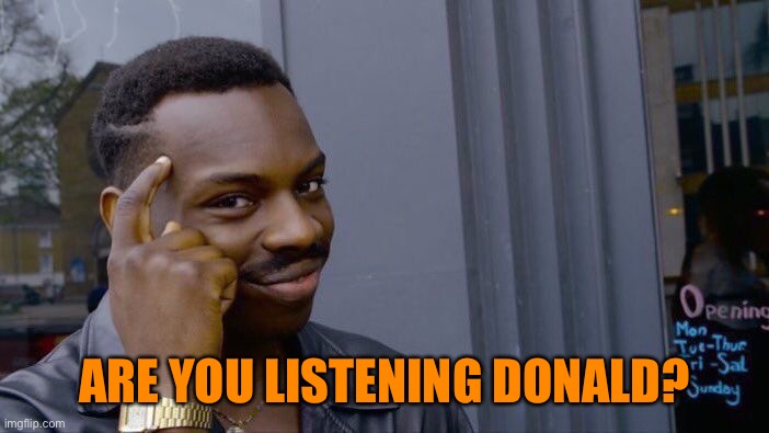 Roll Safe Think About It Meme | ARE YOU LISTENING DONALD? | image tagged in memes,roll safe think about it | made w/ Imgflip meme maker