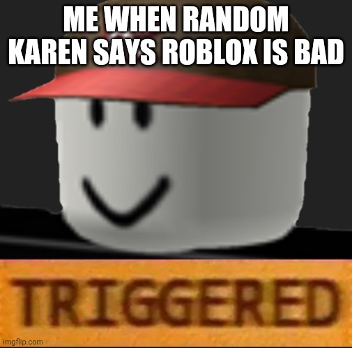 Roblox Triggered | ME WHEN RANDOM KAREN SAYS ROBLOX IS BAD | image tagged in roblox triggered | made w/ Imgflip meme maker