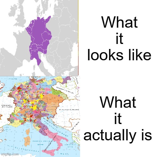 Holy Roman Empire | What it looks like; What it actually is | image tagged in hre,holy roman empire,drake hotline bling,history | made w/ Imgflip meme maker