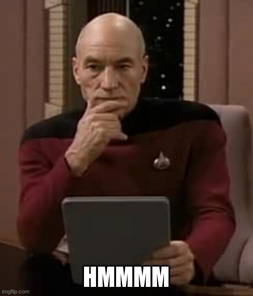 picard thinking | HMMMM | image tagged in picard thinking | made w/ Imgflip meme maker